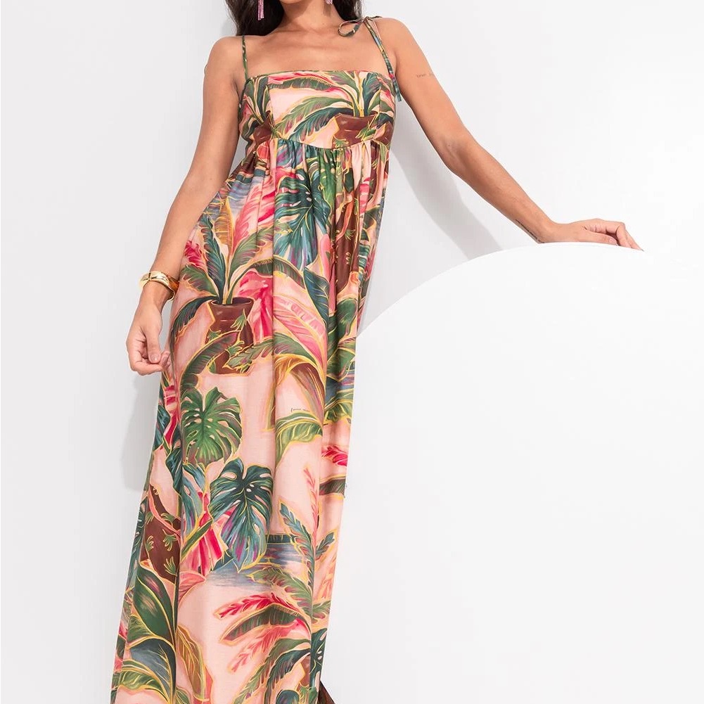 Farm Rio Colorful Leaf Maxi Dress